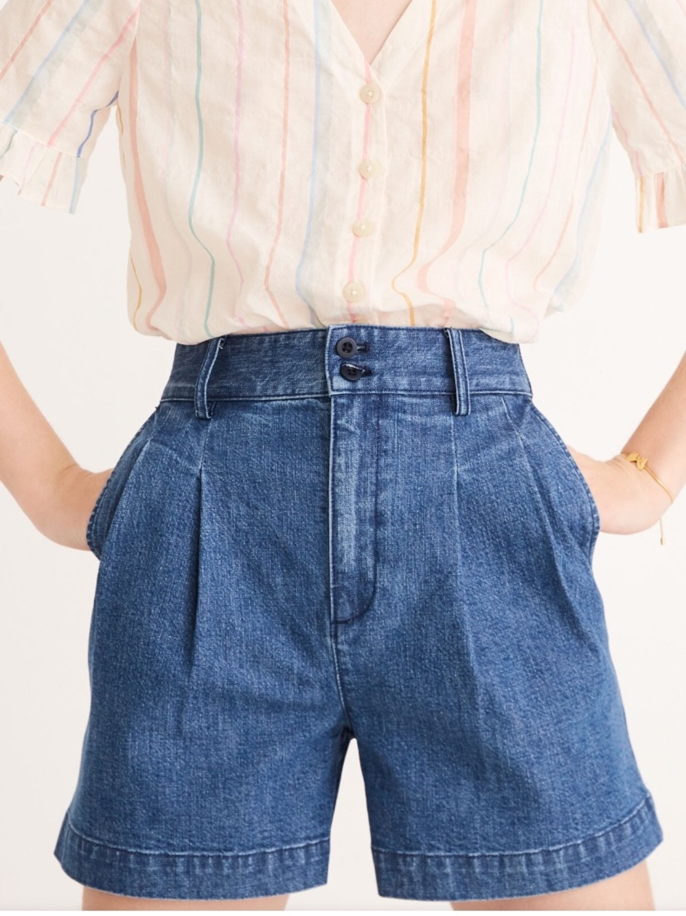 NWT • Madewell • Denim Pleated Shorts